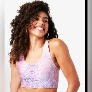 New Terez high shine sports bra XL pink python
